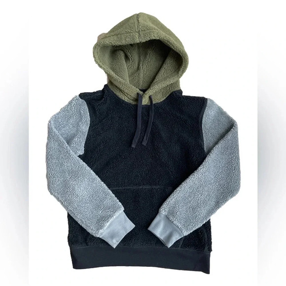 American Eagle Outfitters Other - American Eagle Hoodie Sweatshirt Sherpa Fleece Men’s Color Block Black Green S